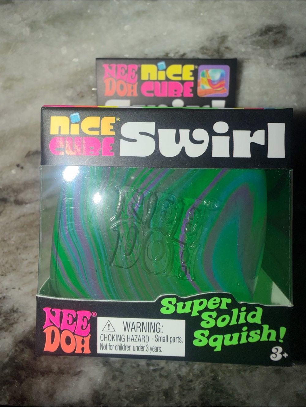 Needoh Nice Cube Swirl Super Solid Squish - Green/Purple